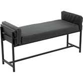 Kari 18" Bench in Black Metal, Grey Wood & Black Leatherette